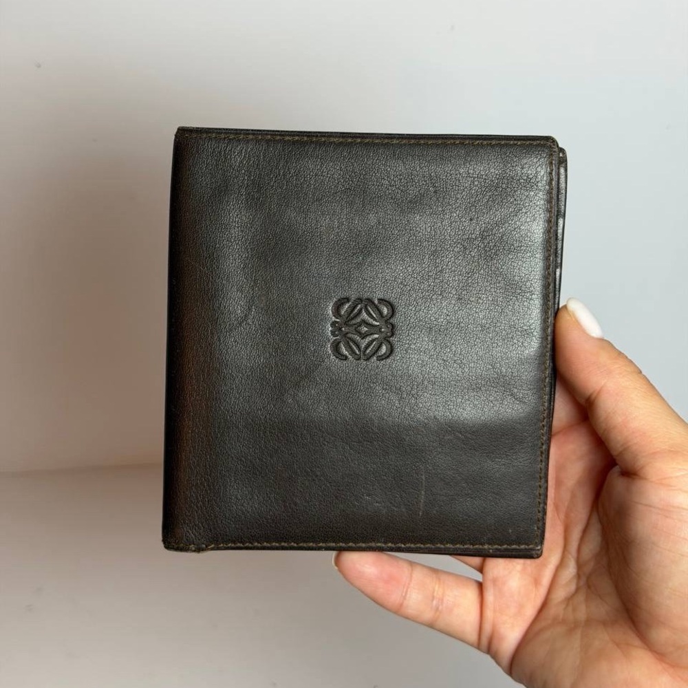 Loewe Anagram Logo Bifold Wallet Brown Leather